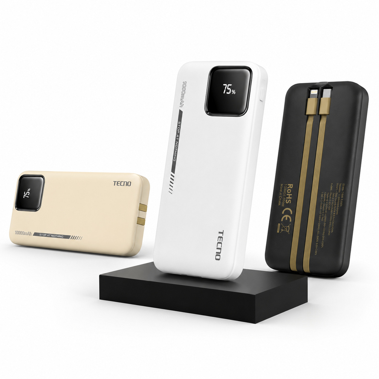 TECNO P103Q Ultra-TANK 10000mAh – Power Bank Charge Rapide 22.5W avec Écran LED et Câbles Intégrés | Livraison Gabon | Kadmarket